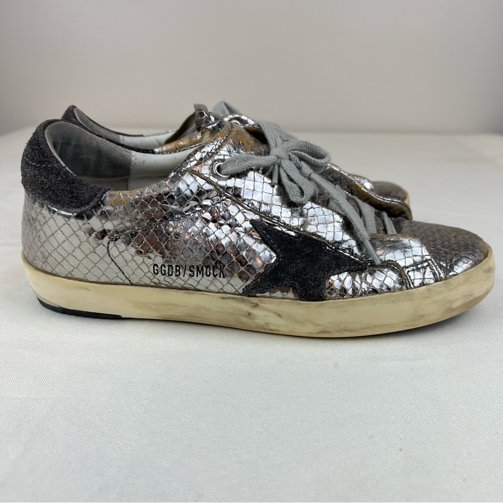 GOLDEN GOOSE Leather Animal Print Sneakers, Size 37 EU